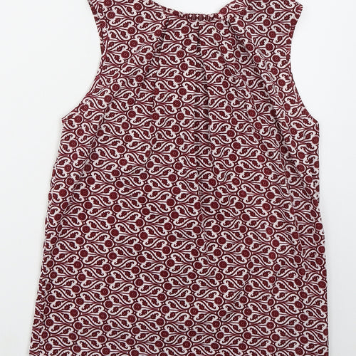 Influence Womens Red Geometric Polyester Basic Tank Size 8 Round Neck