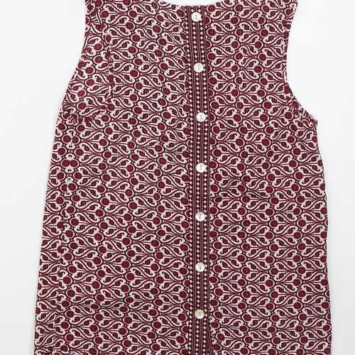 Influence Womens Red Geometric Polyester Basic Tank Size 8 Round Neck