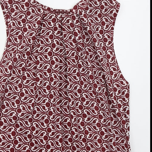 Influence Womens Red Geometric Polyester Basic Tank Size 8 Round Neck