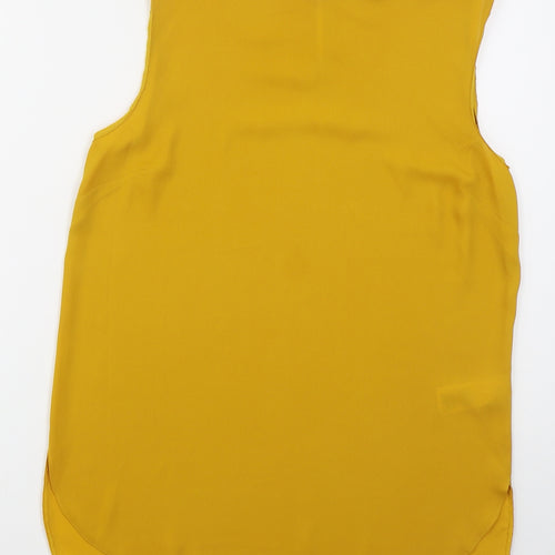 New Look Womens Yellow  Polyester Basic Tank Size 8 Round Neck