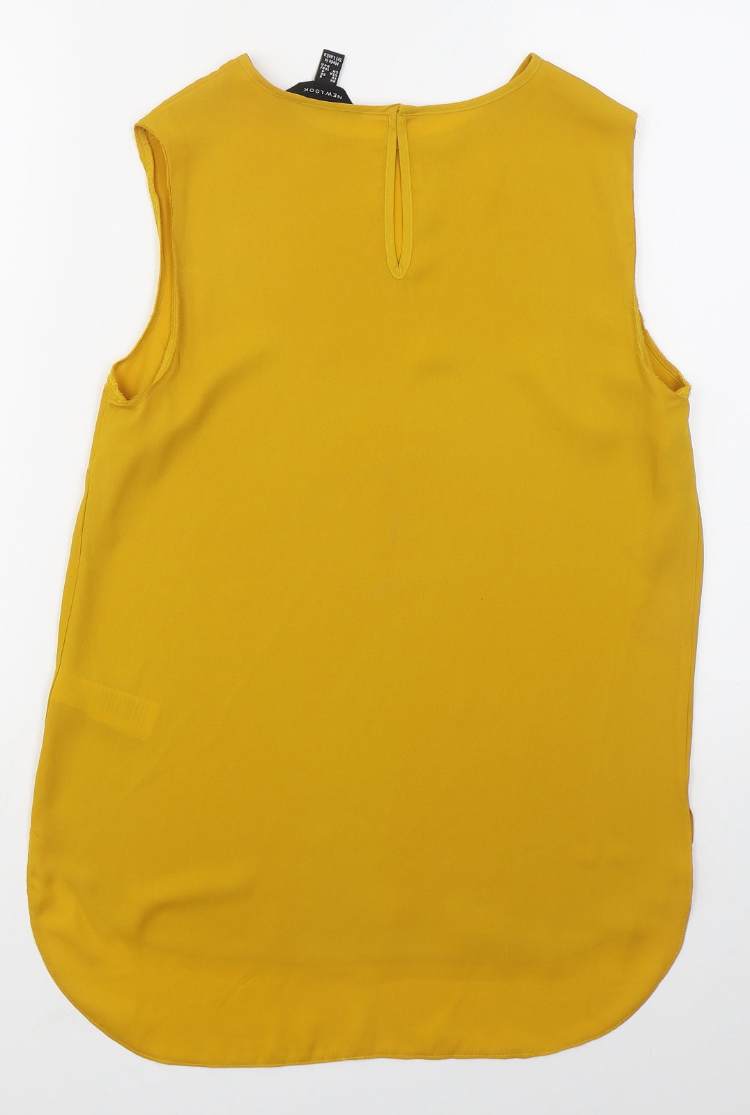 New Look Womens Yellow  Polyester Basic Tank Size 8 Round Neck