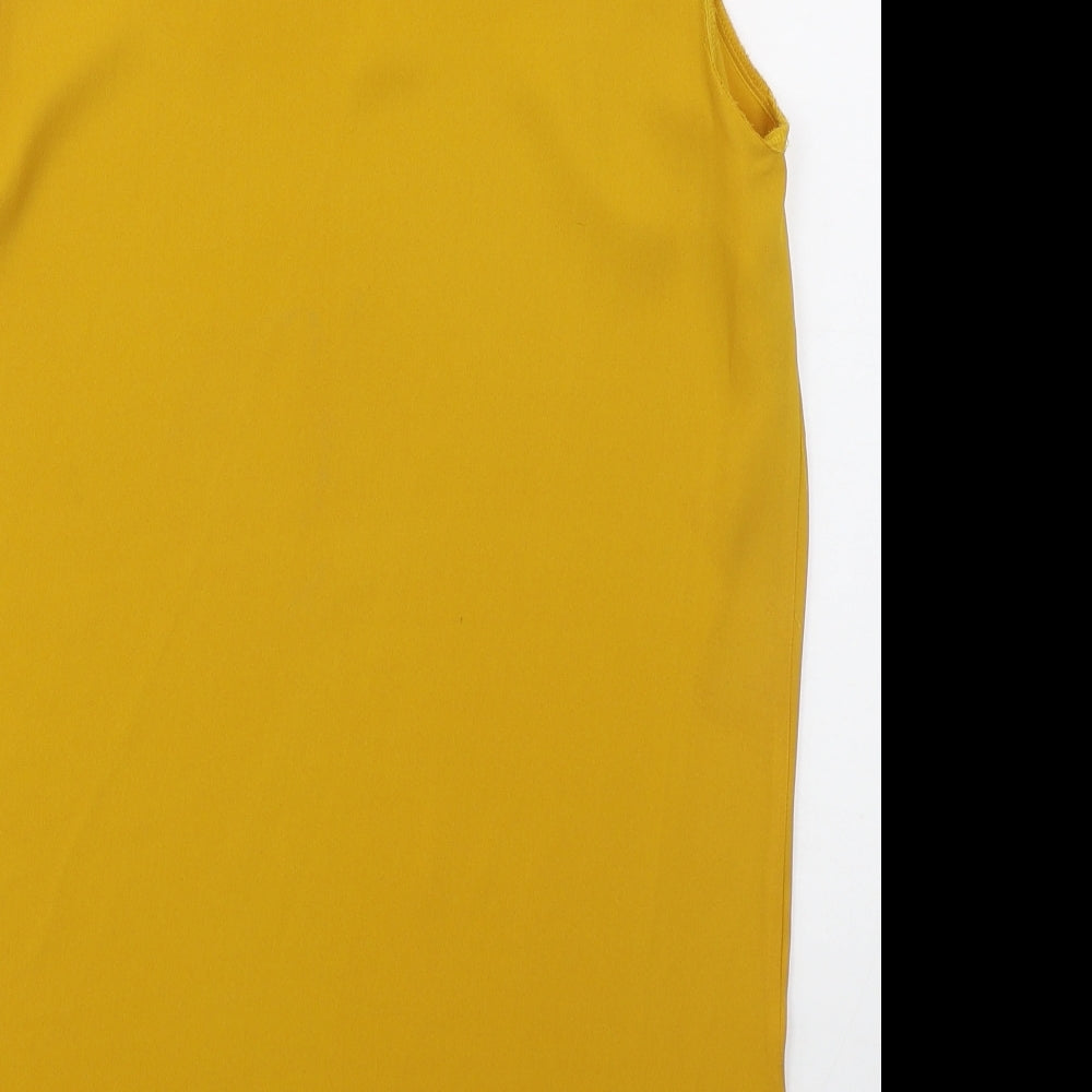 New Look Womens Yellow  Polyester Basic Tank Size 8 Round Neck