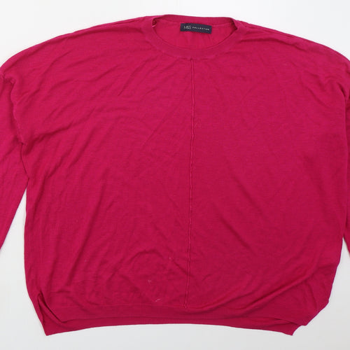 Marks and Spencer Womens Pink Crew Neck  Acrylic Pullover Jumper Size 12