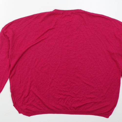 Marks and Spencer Womens Pink Crew Neck  Acrylic Pullover Jumper Size 12