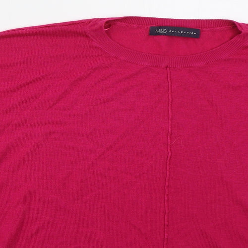 Marks and Spencer Womens Pink Crew Neck  Acrylic Pullover Jumper Size 12