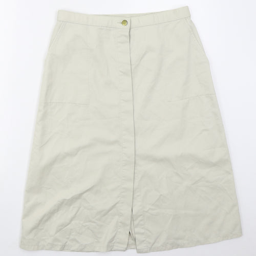 Preworn Womens Beige  Polyester A-Line Skirt Size 30 in   Button