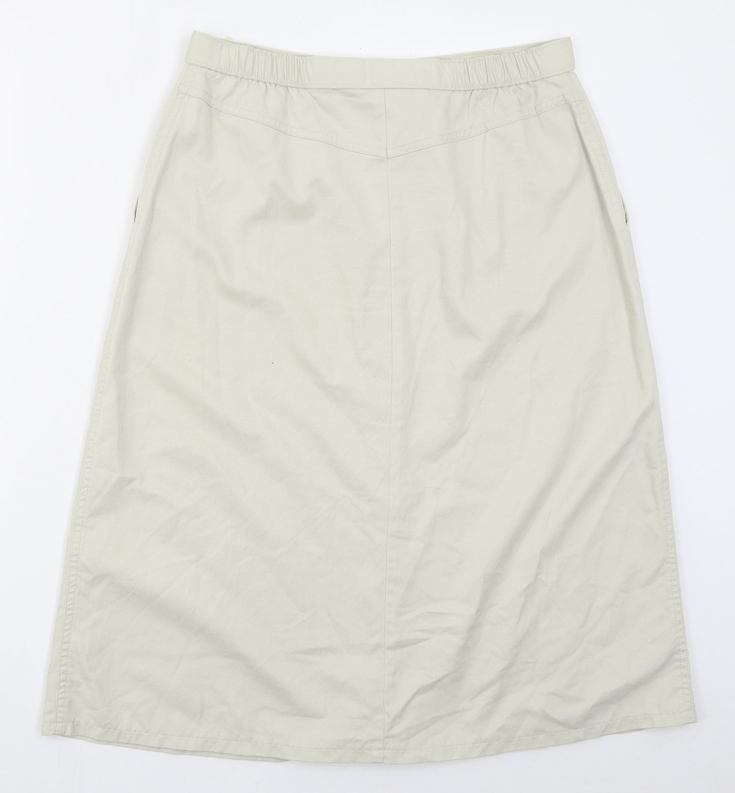 Preworn Womens Beige  Polyester A-Line Skirt Size 30 in   Button