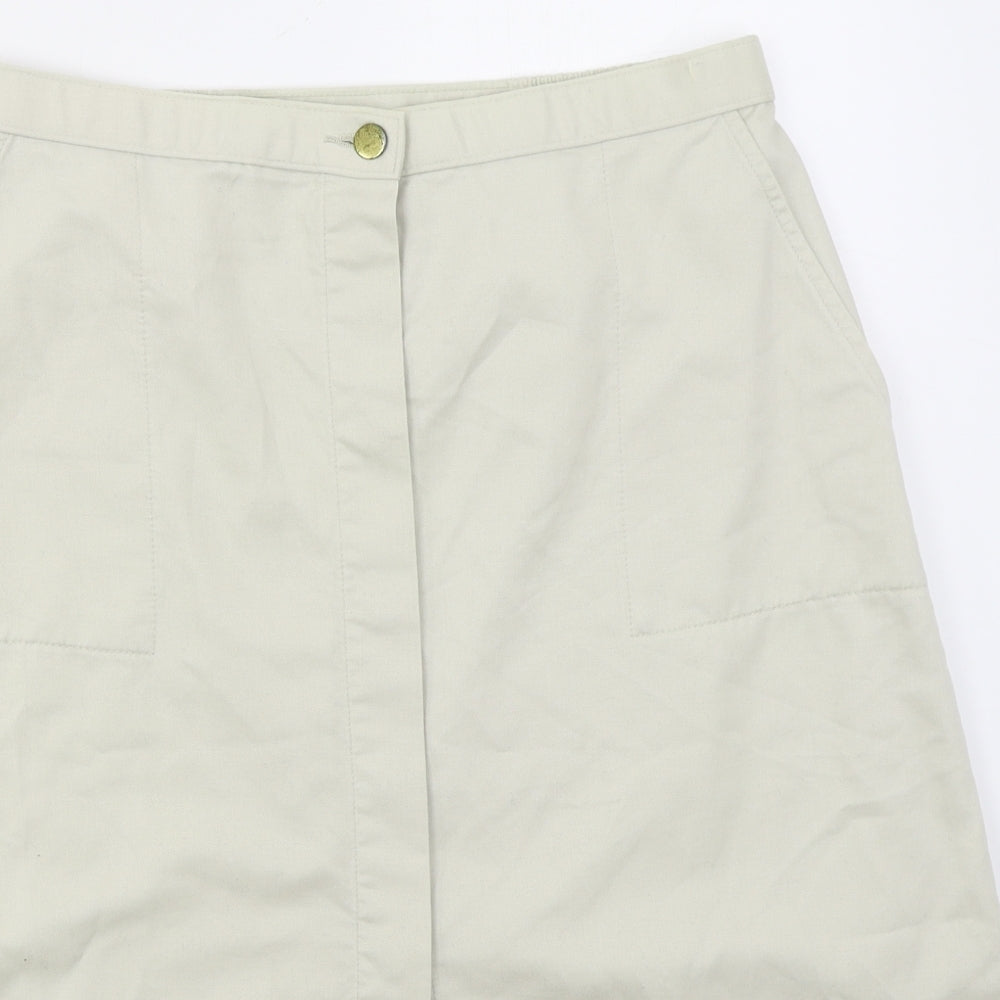 Preworn Womens Beige  Polyester A-Line Skirt Size 30 in   Button