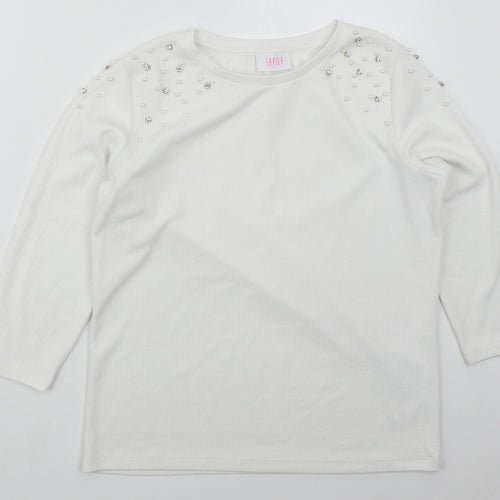 Savior Womens White  Polyester Basic T-Shirt Size L Crew Neck