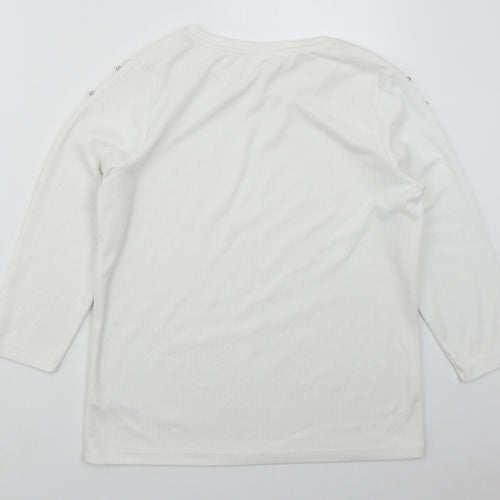 Savior Womens White  Polyester Basic T-Shirt Size L Crew Neck