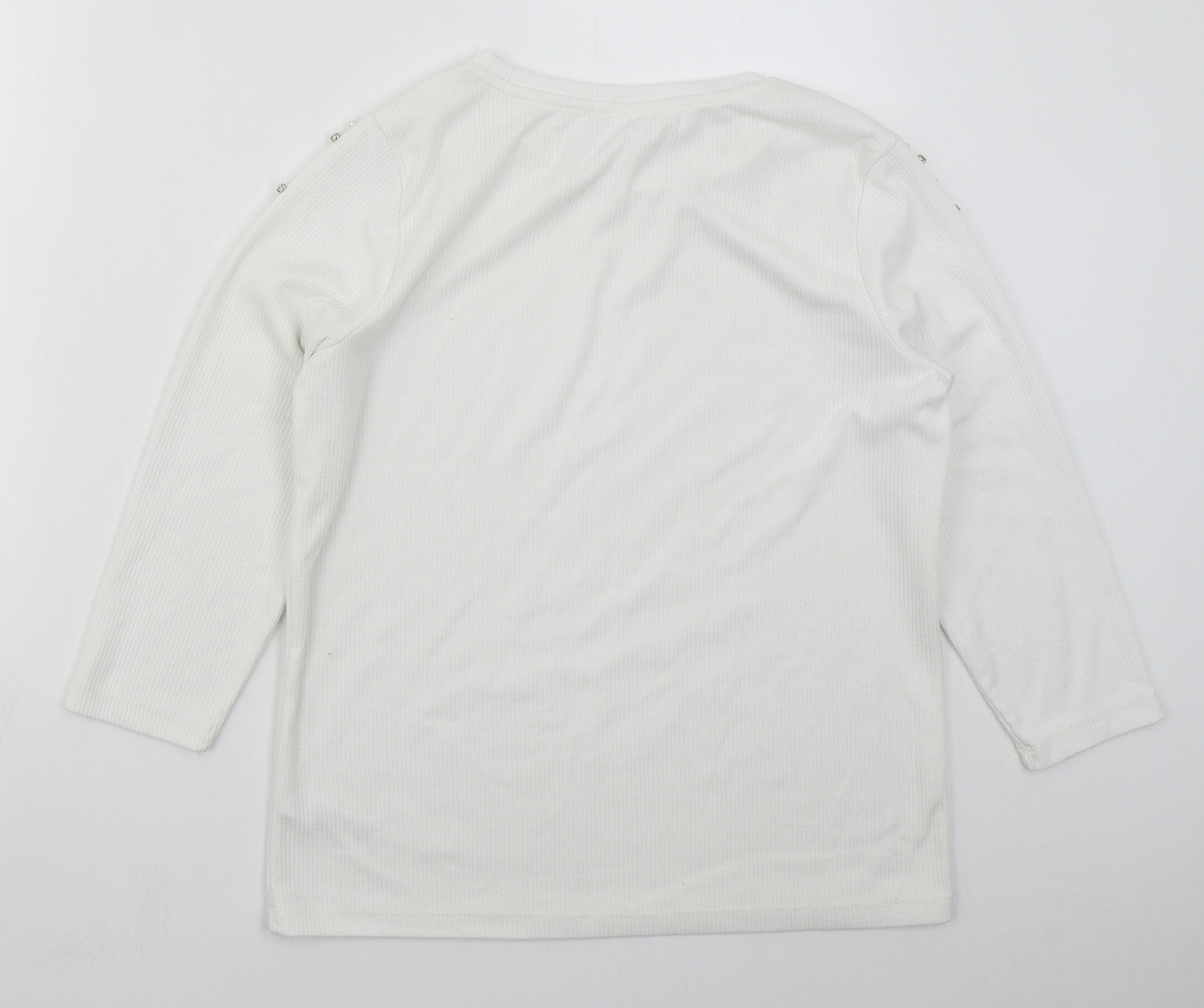 Savior Womens White  Polyester Basic T-Shirt Size L Crew Neck