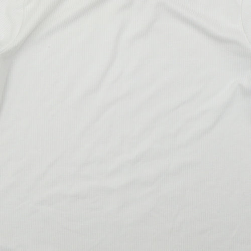Savior Womens White  Polyester Basic T-Shirt Size L Crew Neck