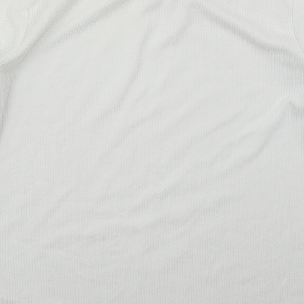 Savior Womens White  Polyester Basic T-Shirt Size L Crew Neck