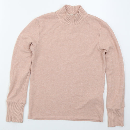 Stradivarius Womens Pink Mock Neck  Viscose Pullover Jumper Size L