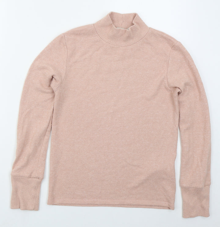 Stradivarius Womens Pink Mock Neck  Viscose Pullover Jumper Size L