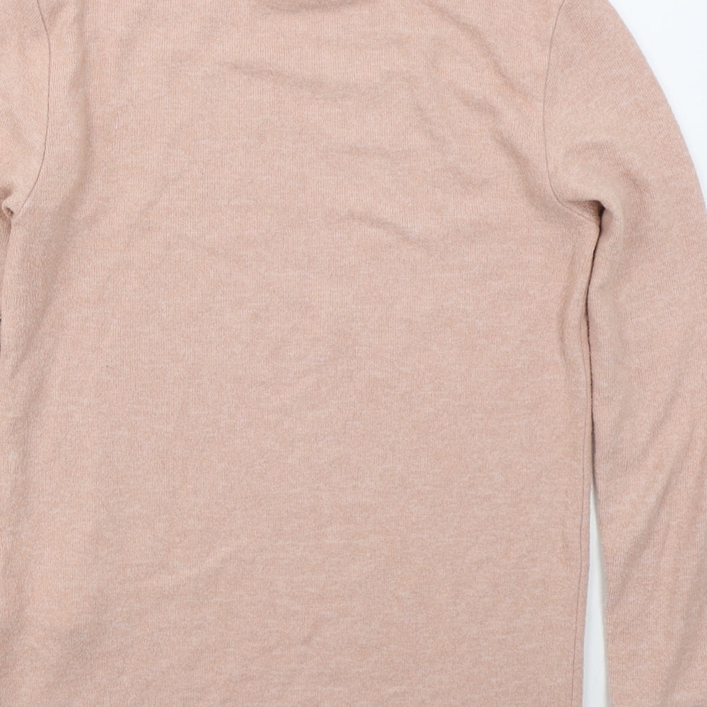 Stradivarius Womens Pink Mock Neck  Viscose Pullover Jumper Size L