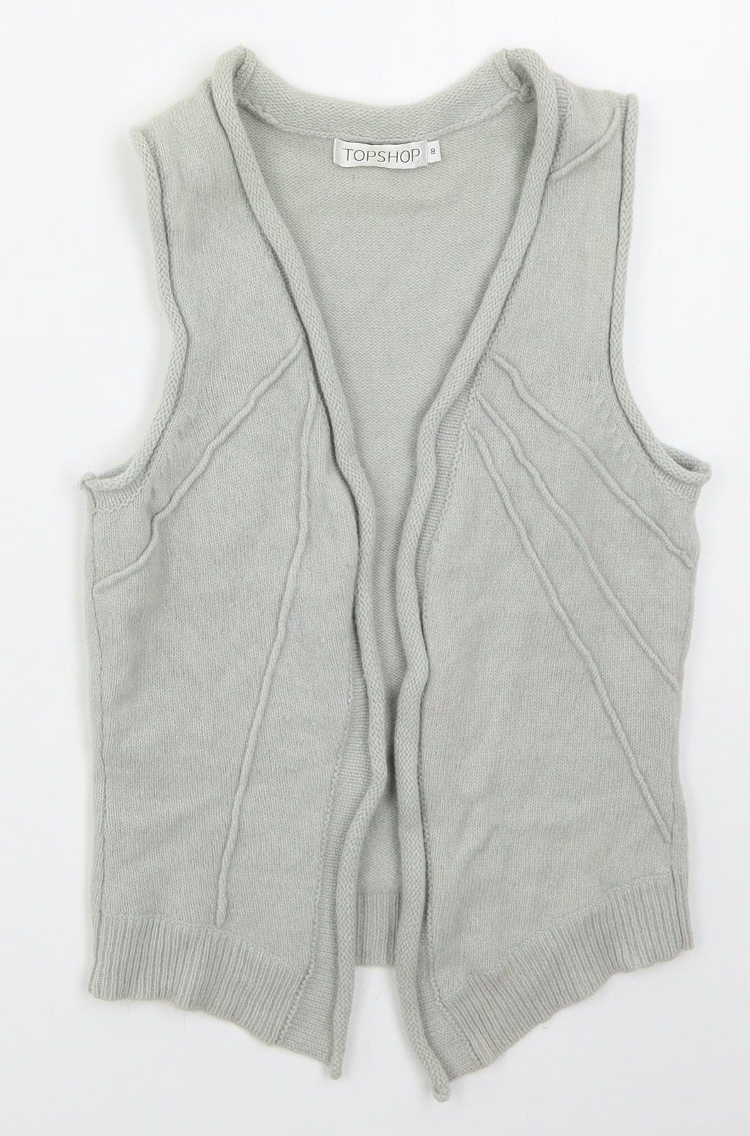 Topshop Womens Grey V-Neck  Wool Cardigan Jumper Size 8