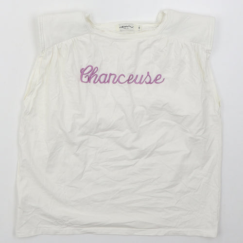 Emi Jo Womens White  Cotton Basic T-Shirt Size S Round Neck - Chanceuse
