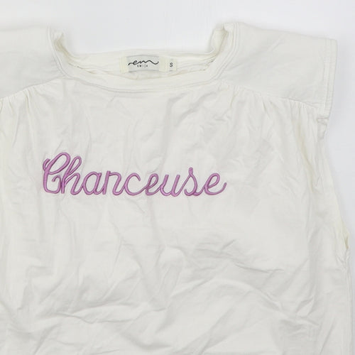 Emi Jo Womens White  Cotton Basic T-Shirt Size S Round Neck - Chanceuse