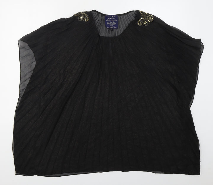 River Island Womens Black Polyester Basic Blouse Size 10 Round Neck