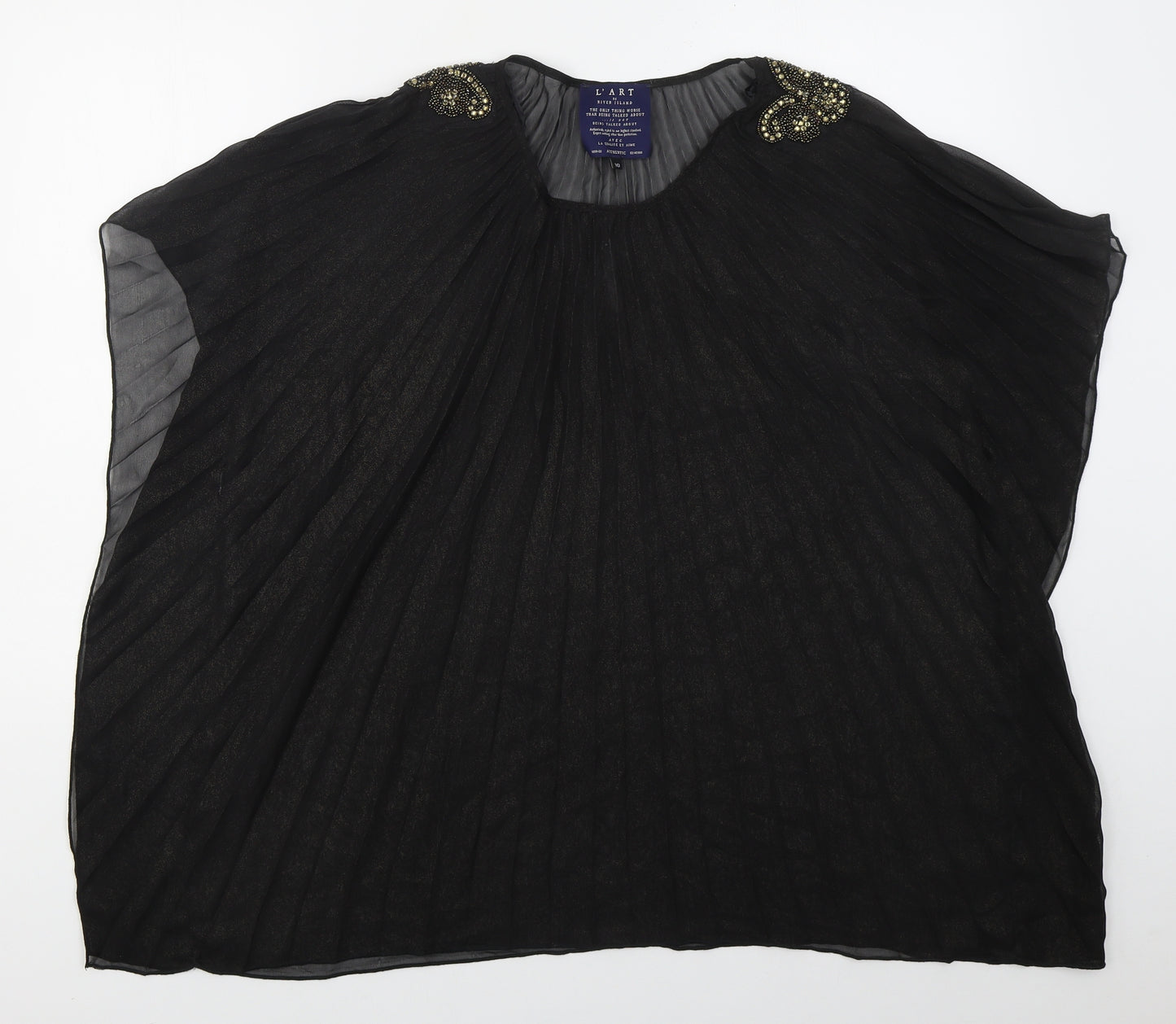 River Island Womens Black  Polyester Basic Blouse Size 10 Round Neck