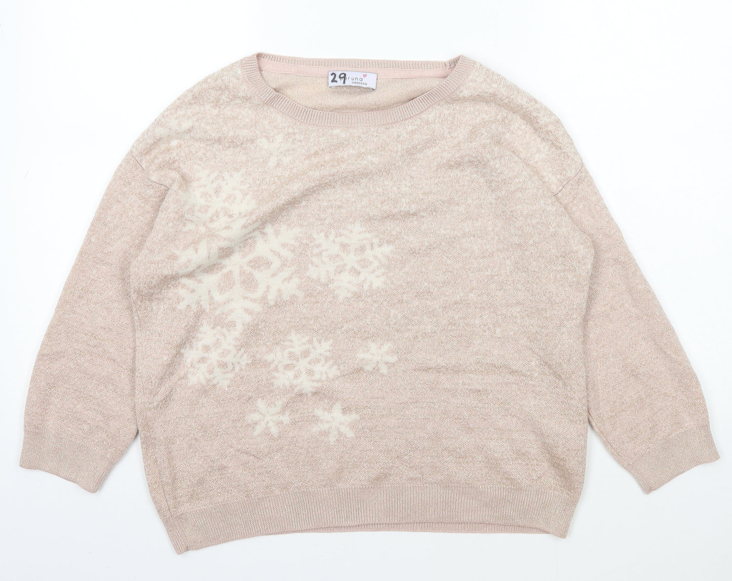 Per Una Womens Pink Boat Neck  Acrylic Pullover Jumper Size 12   - Christmas Jumper