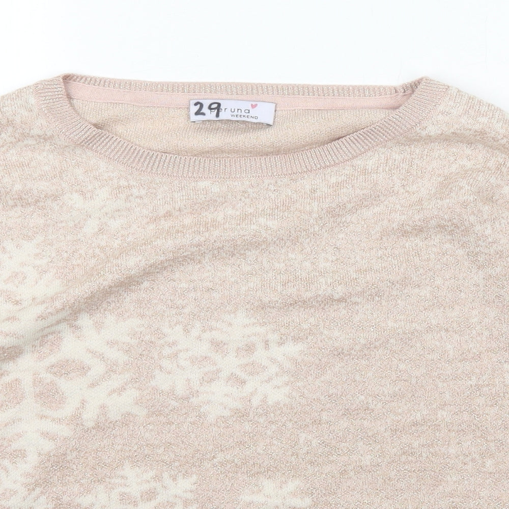Per Una Womens Pink Boat Neck  Acrylic Pullover Jumper Size 12   - Christmas Jumper