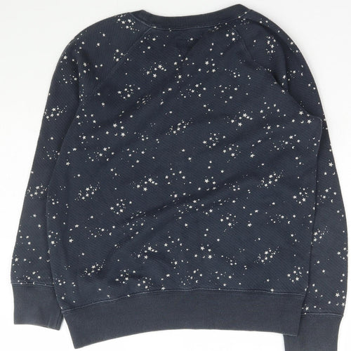 Jack Wills Womens Blue Boat Neck Geometric Cotton Pullover Jumper Size XS