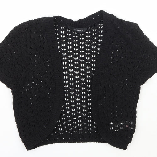 New Look Womens Black V-Neck  Cotton Cape Jumper Size 10