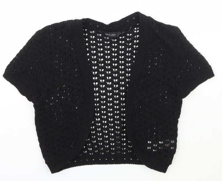 New Look Womens Black V-Neck Cotton Cape Jumper Size 10