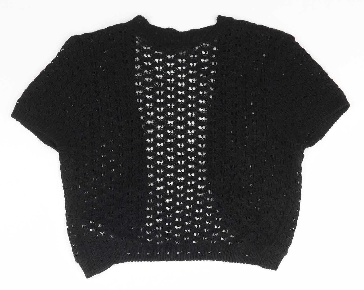 New Look Womens Black V-Neck  Cotton Cape Jumper Size 10