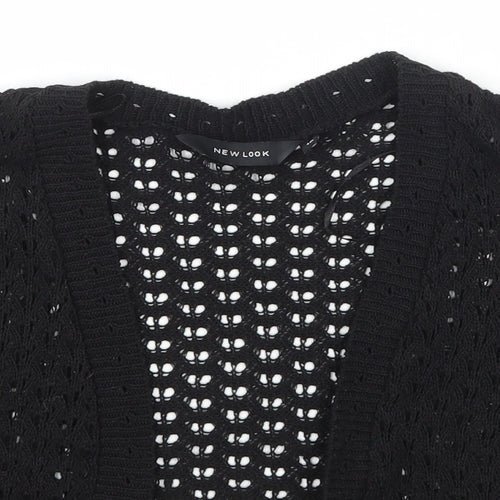 New Look Womens Black V-Neck  Cotton Cape Jumper Size 10