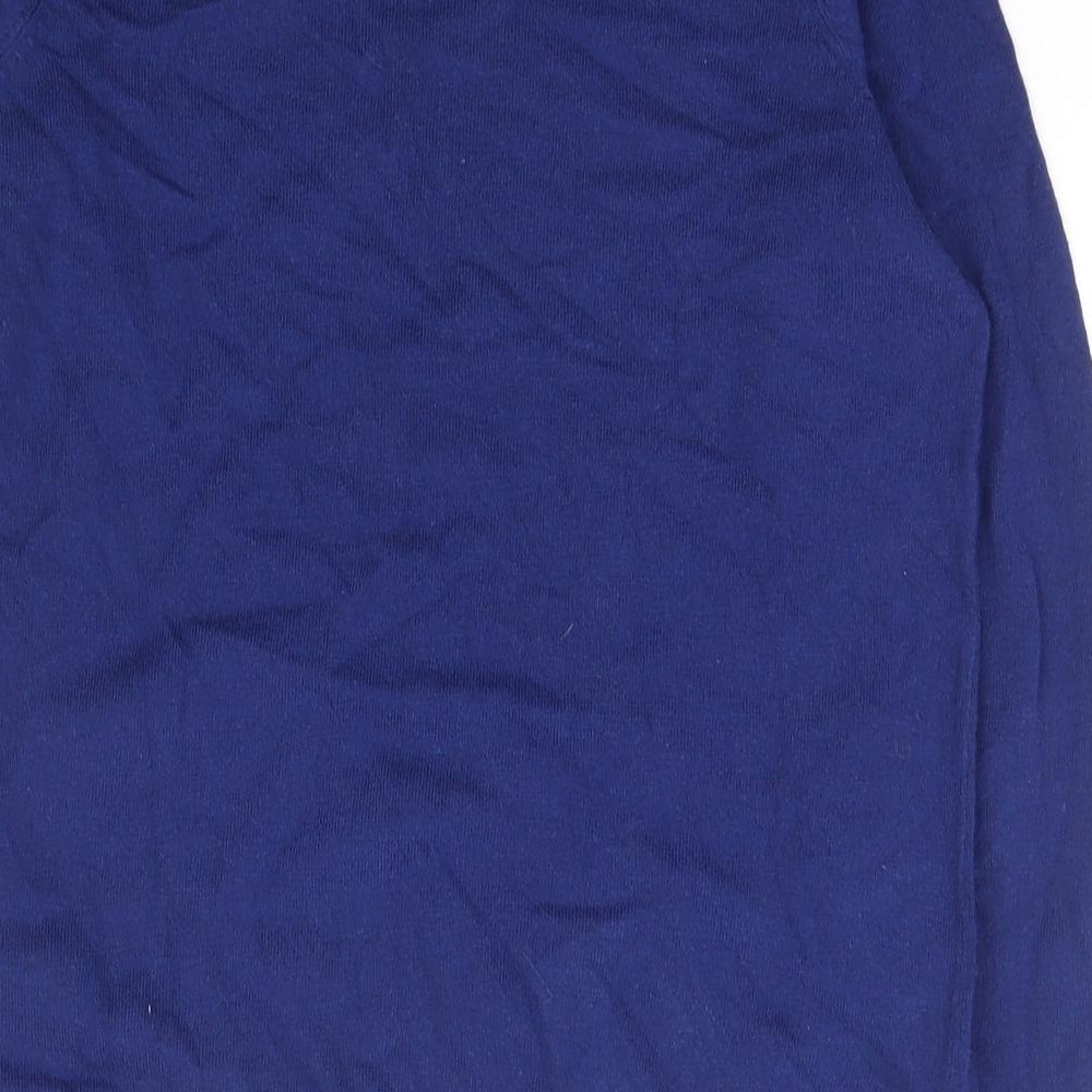 Marks and Spencer Womens Blue Boat Neck  Cotton Pullover Jumper Size 14