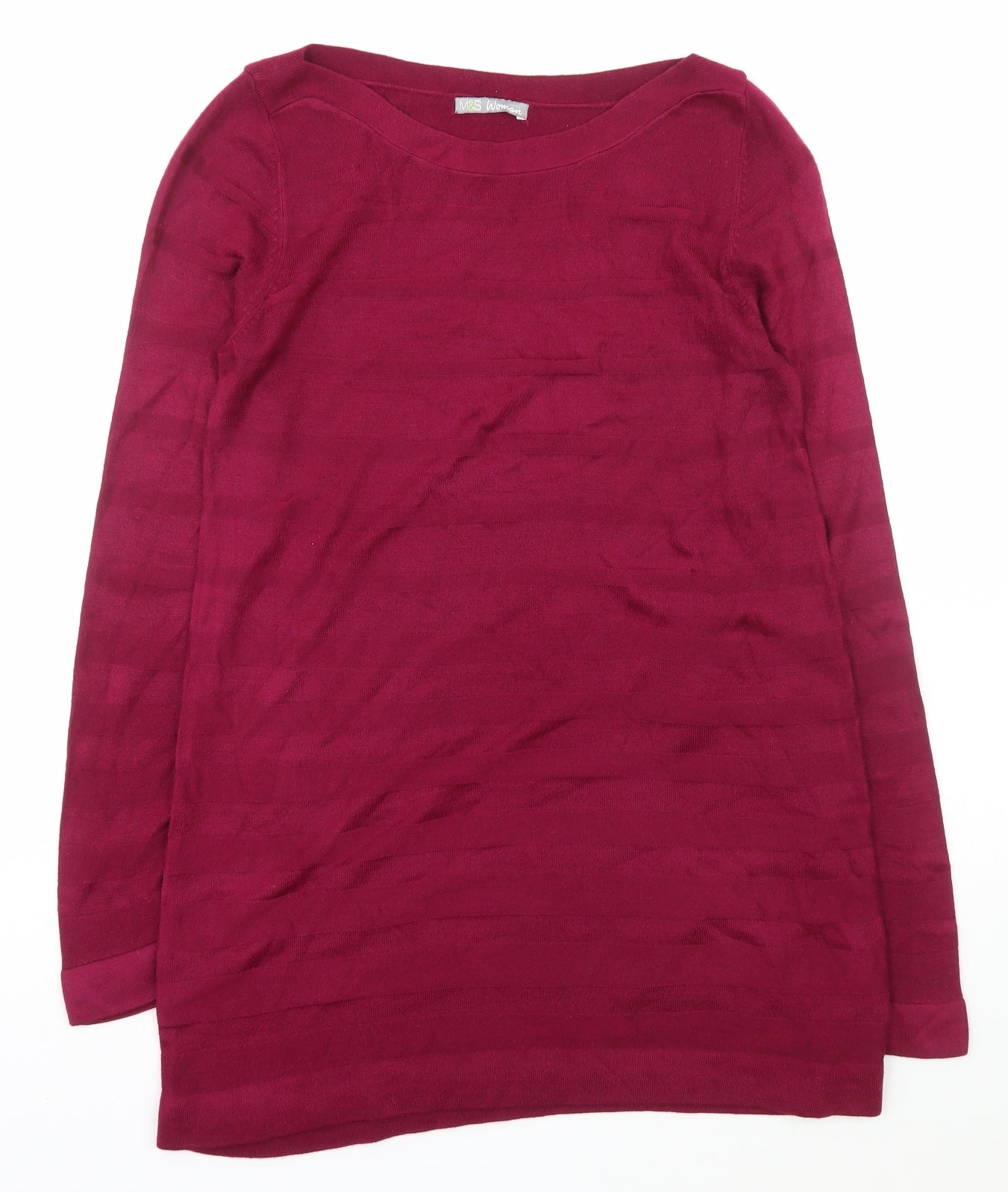Marks and Spencer Womens Purple Boat Neck  Acrylic Pullover Jumper Size 12