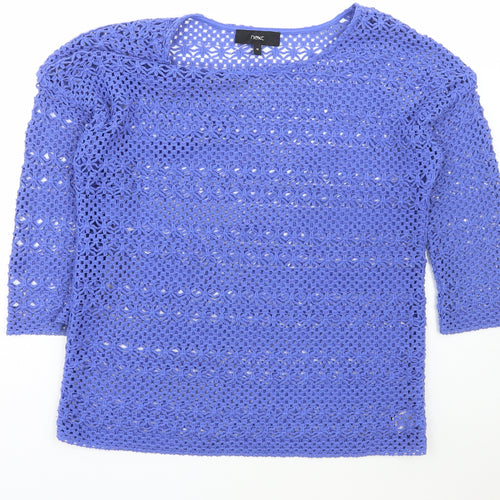 NEXT Womens Blue Boat Neck  Polyester Pullover Jumper Size 10
