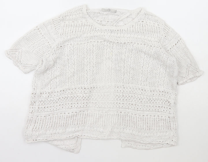 George Womens Ivory Scoop Neck Cotton Pullover Jumper Size 18