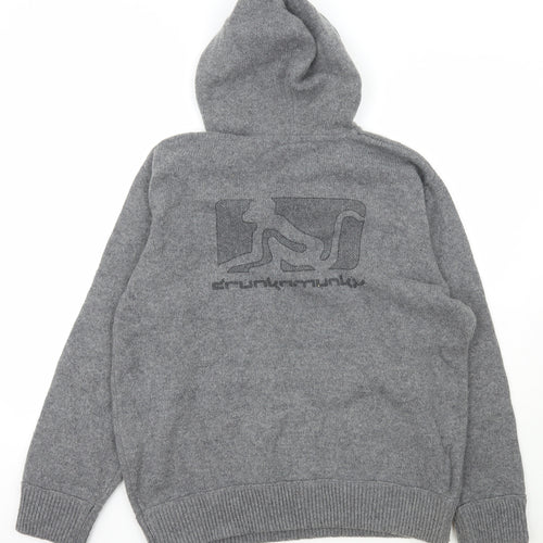 Drunknmunky Mens Grey  Nylon Pullover Hoodie Size 2XL