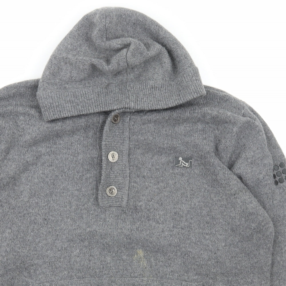 Drunknmunky Mens Grey  Nylon Pullover Hoodie Size 2XL