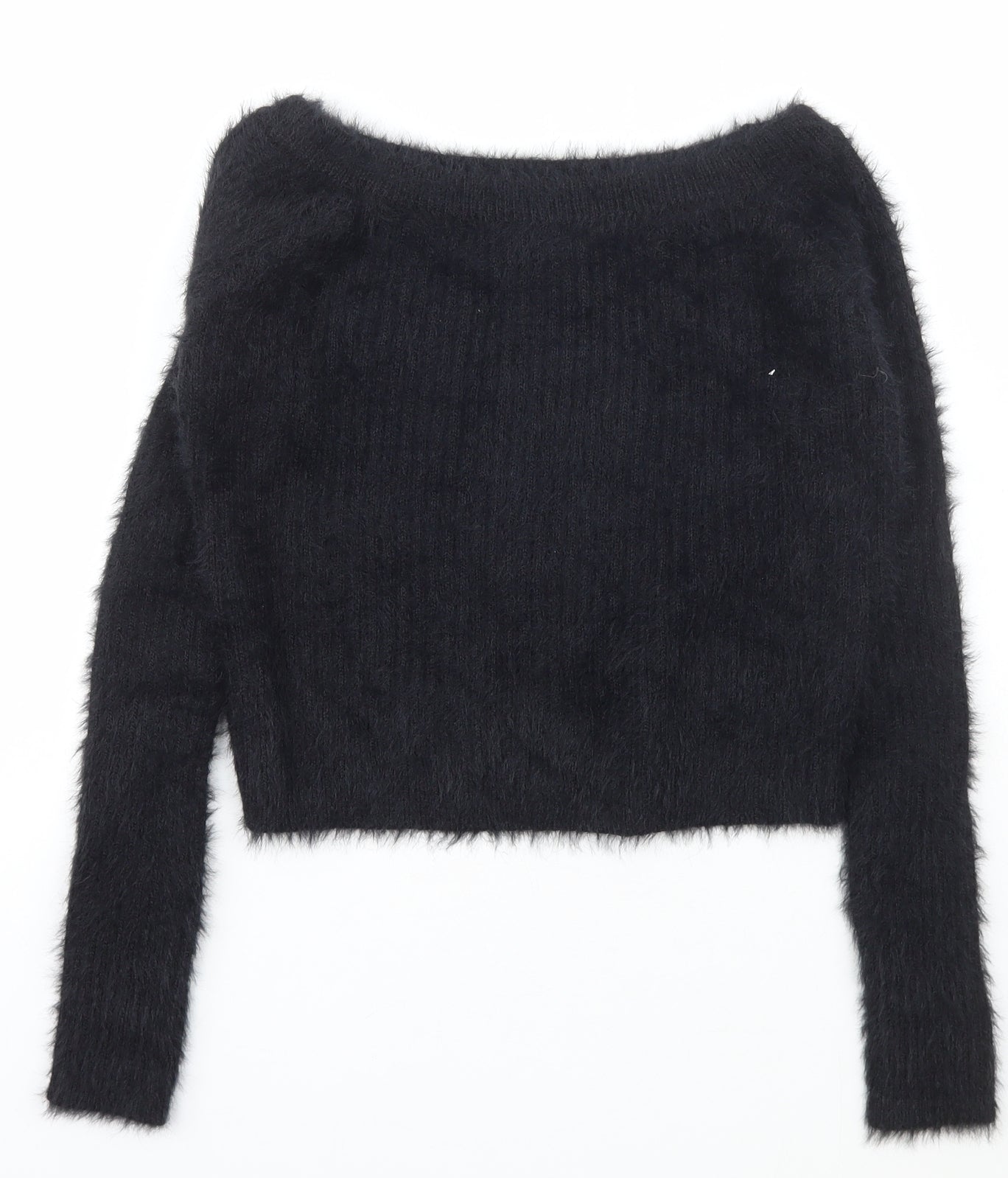 Lola May Womens Black Boat Neck  Acrylic Pullover Jumper Size 12