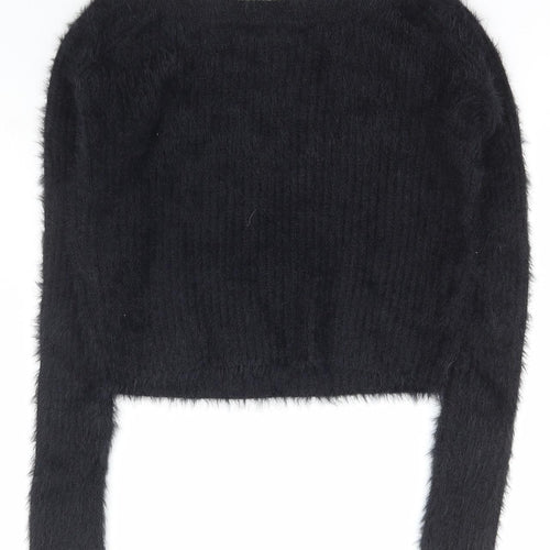 Lola May Womens Black Boat Neck  Acrylic Pullover Jumper Size 12