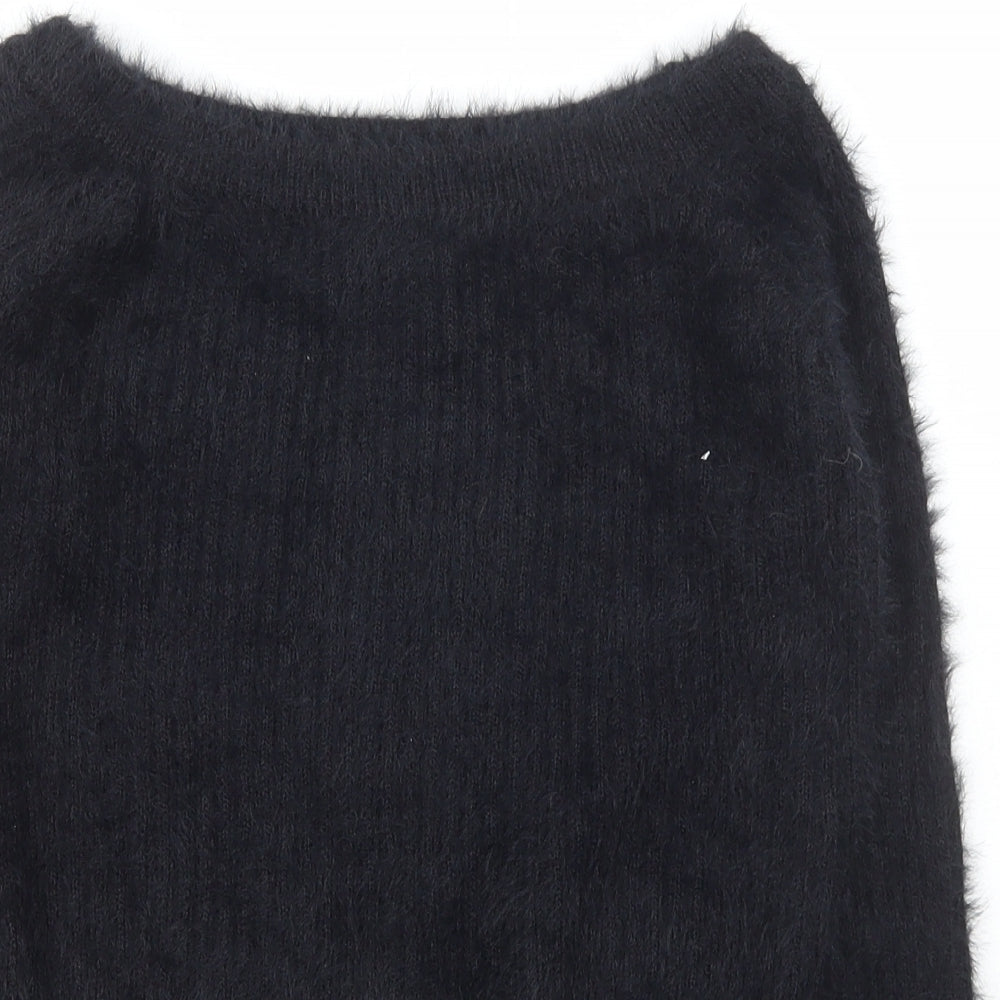 Lola May Womens Black Boat Neck  Acrylic Pullover Jumper Size 12