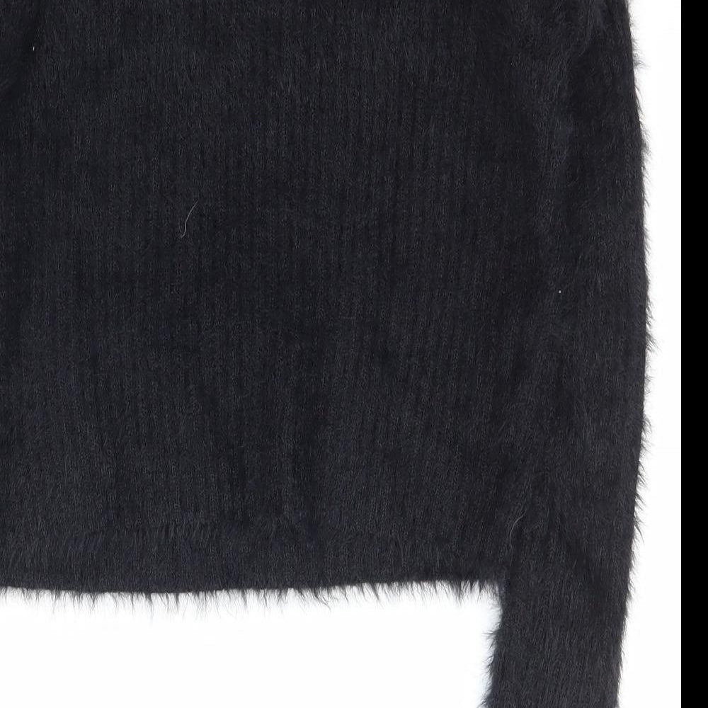 Lola May Womens Black Boat Neck  Acrylic Pullover Jumper Size 12