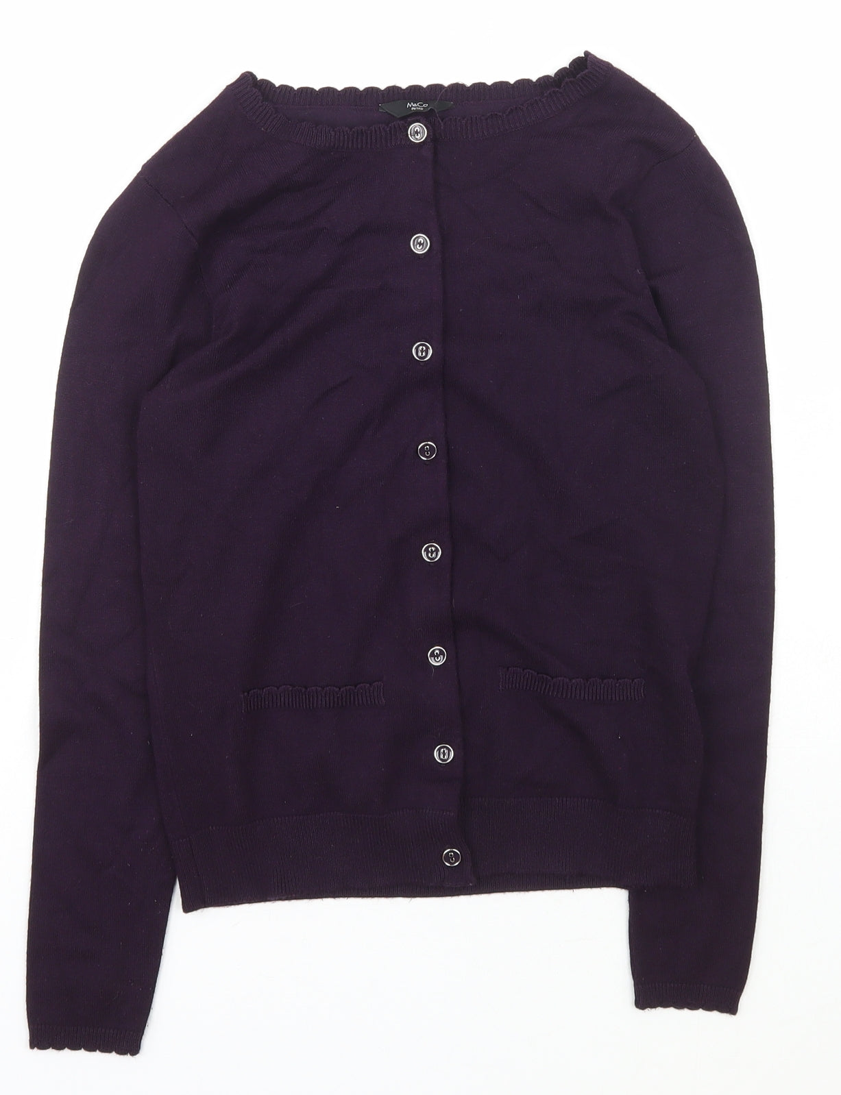 M&Co. Womens Purple Collared  Viscose Cardigan Jumper Size 8