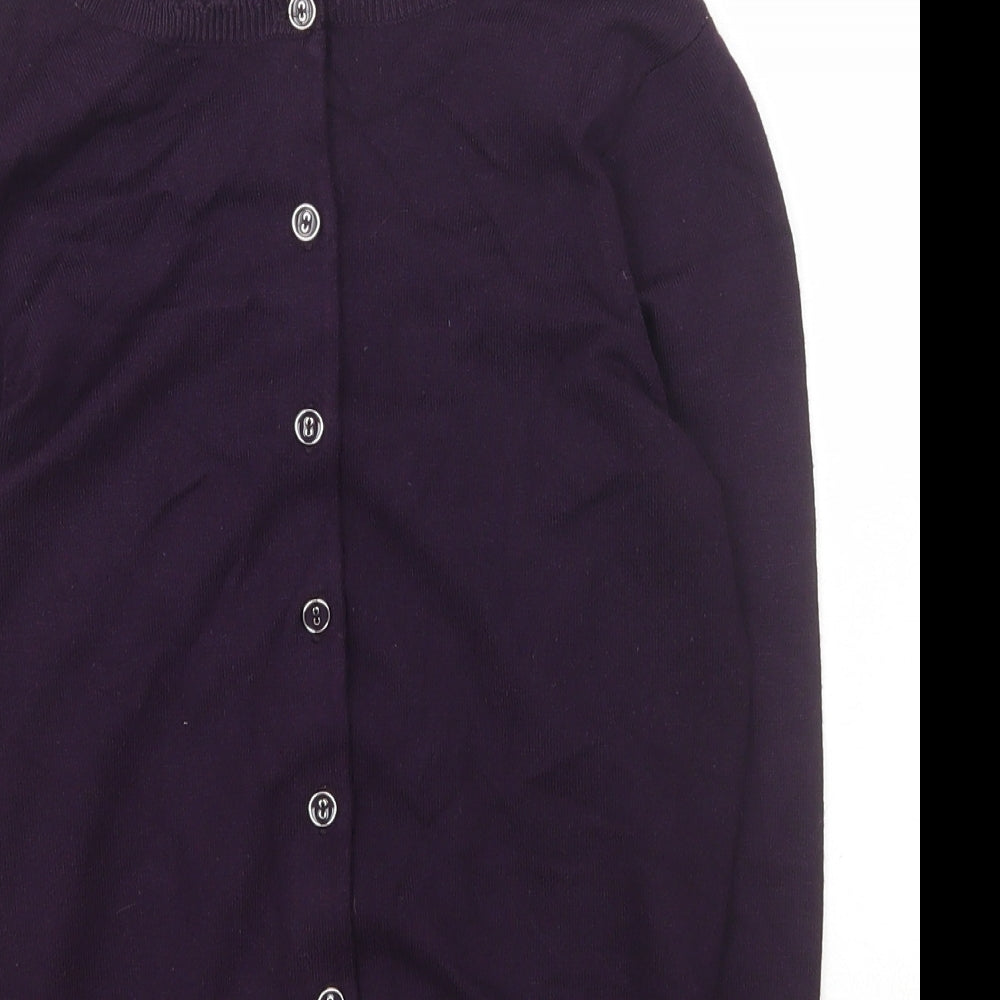 M&Co. Womens Purple Collared  Viscose Cardigan Jumper Size 8