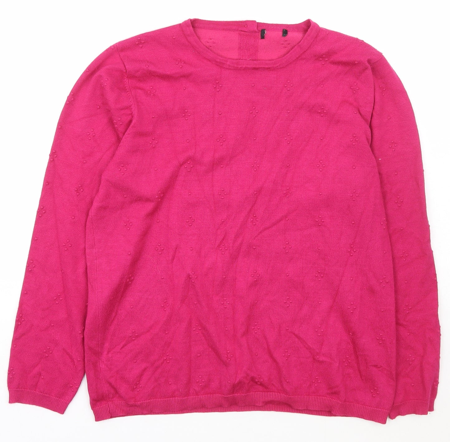 Preworn Womens Pink Scoop Neck Polka Dot Viscose Pullover Jumper Size M
