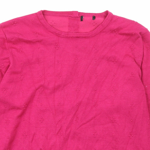 Preworn Womens Pink Scoop Neck Polka Dot Viscose Pullover Jumper Size M