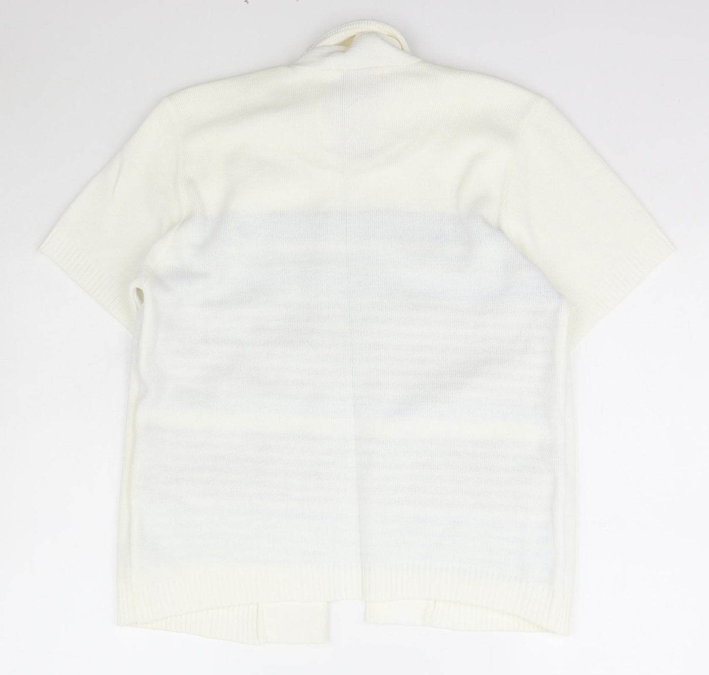 Beaumonde Womens Ivory Collared Striped Acrylic Pullover Jumper Size M