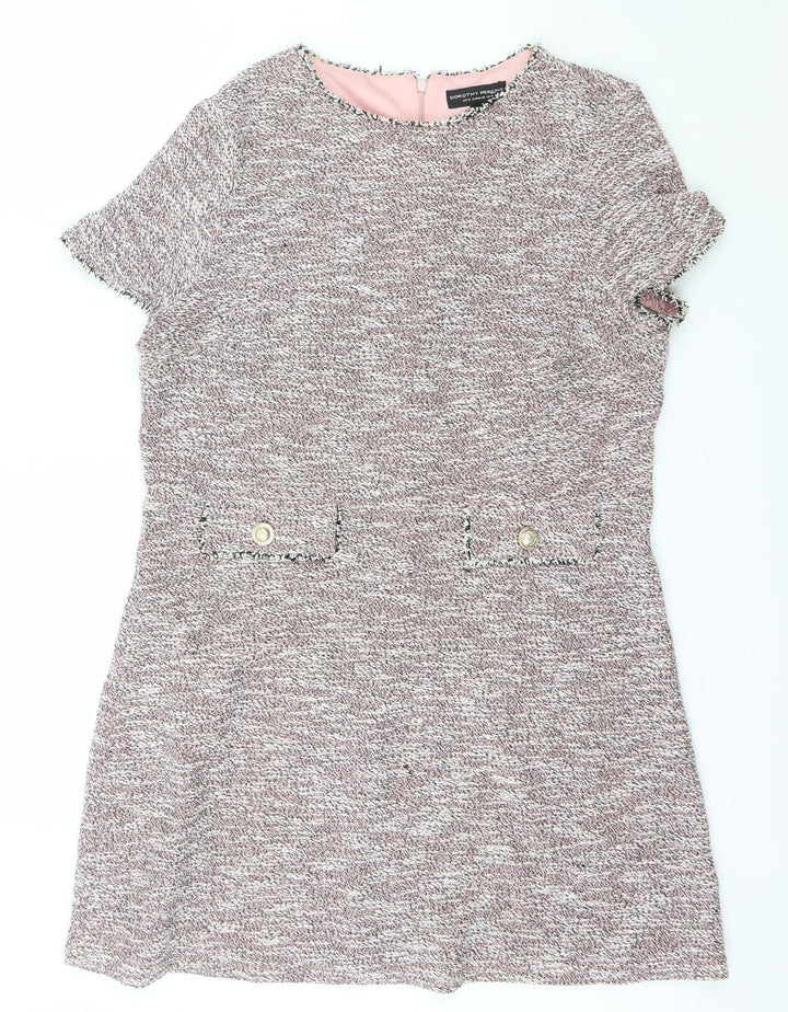 Dorothy Perkins Womens Pink Polyester Bodycon Size 18 Boat Neck Zip