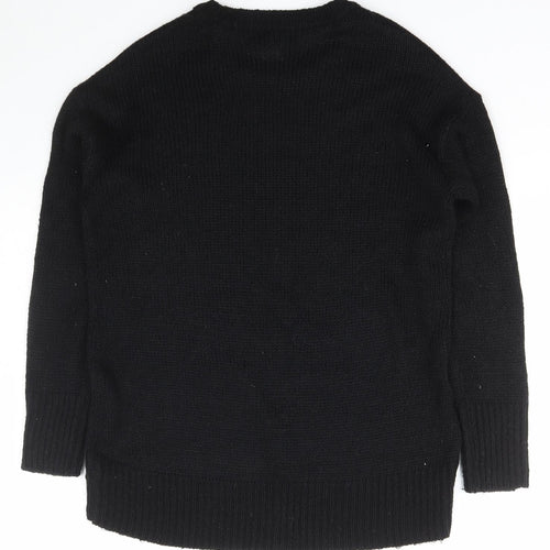 New Look Womens Black Scoop Neck  Acrylic Pullover Jumper Size S