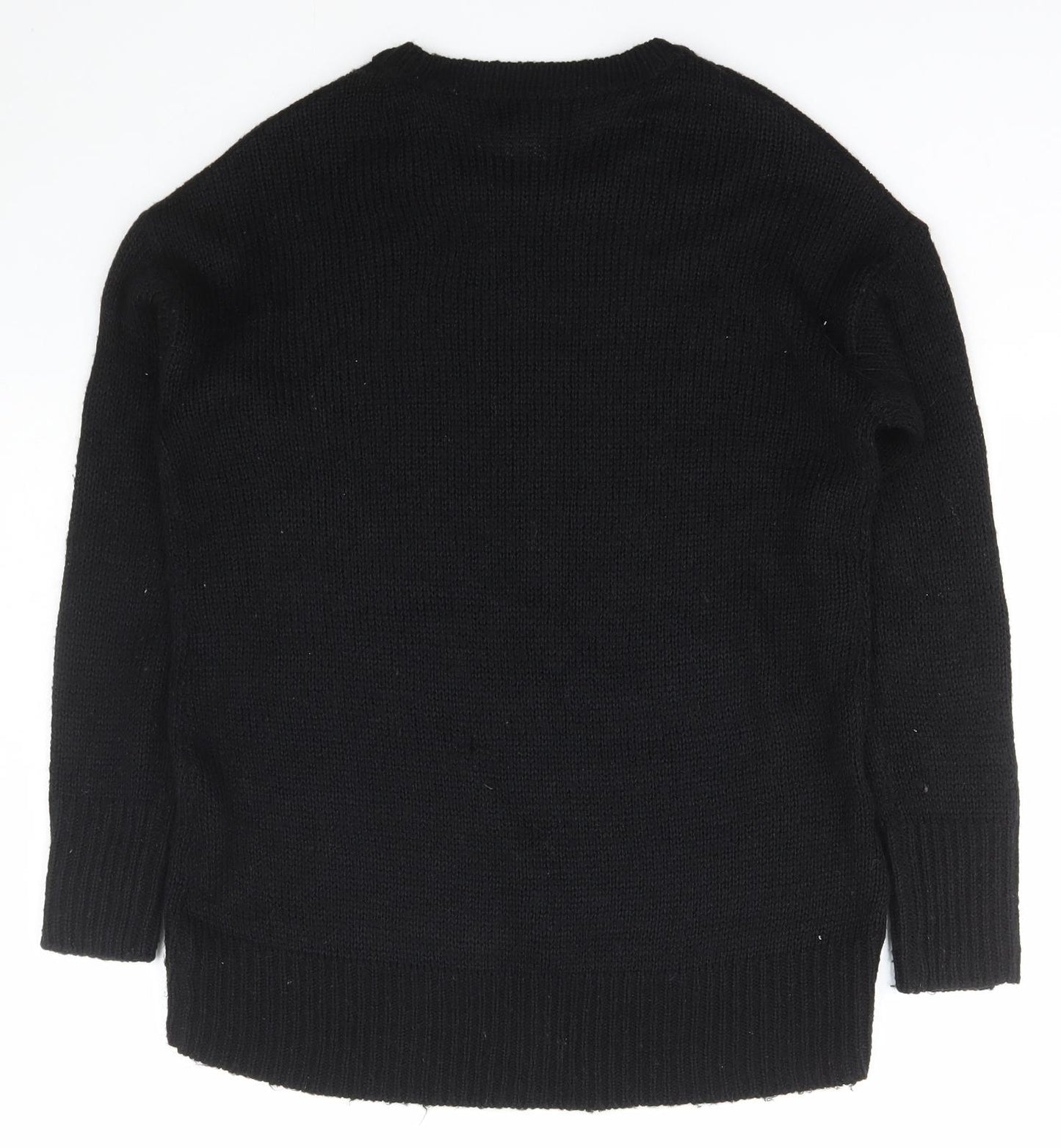 New Look Womens Black Scoop Neck  Acrylic Pullover Jumper Size S